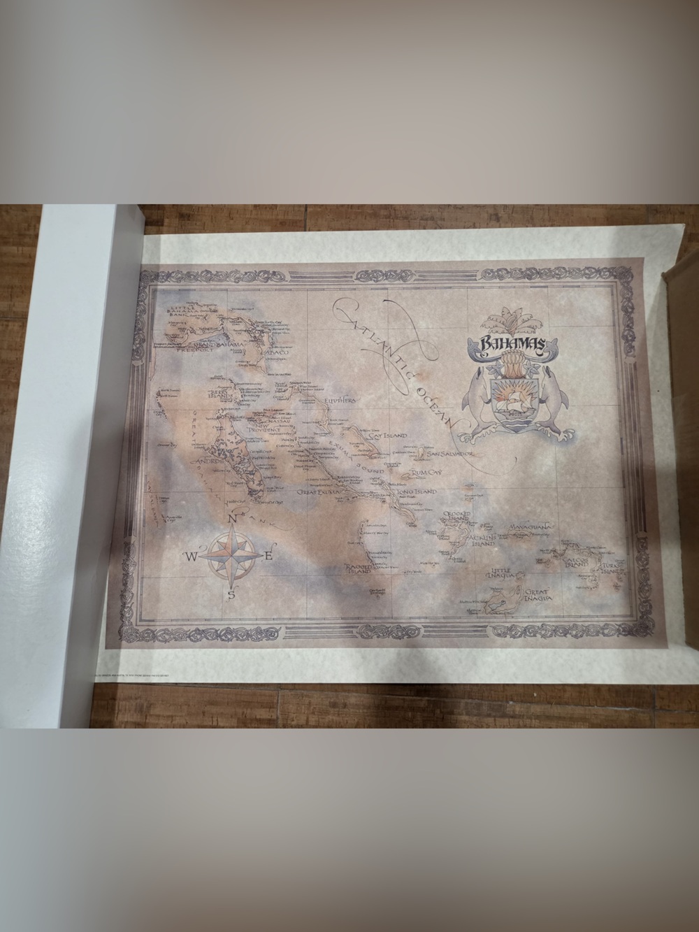 Vintage Style World Map Poster Bahamas - Neutral Tones